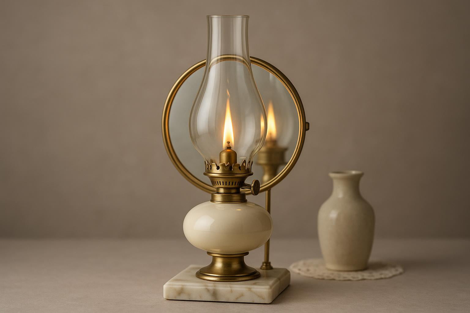 Lampa naftowa z lustrem: idealne dopełnienie wnętrza