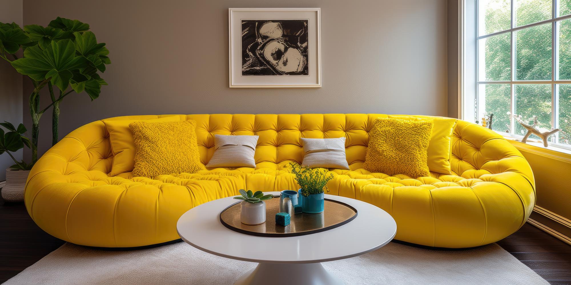 Pikowana żółta sofa wypoczynkowa – must-have w nowoczesnym wnętrzu